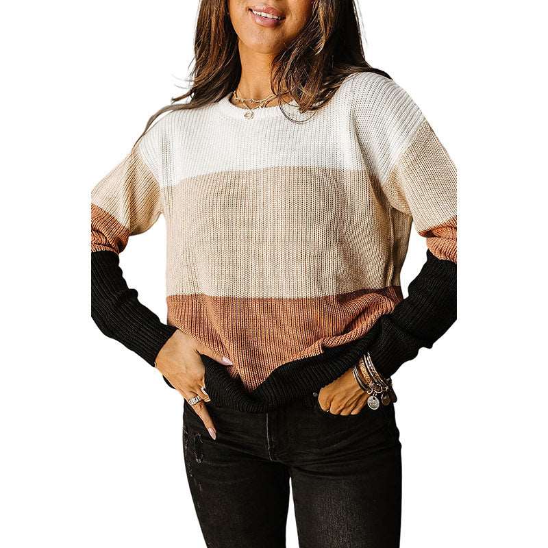 Loose long-sleeved striped wool sweater for women!!!