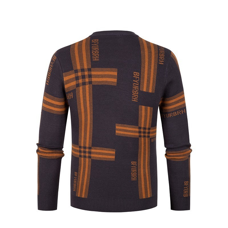 Men's knitted pullover with a round neck, featuring diamond fashion, undercoat style